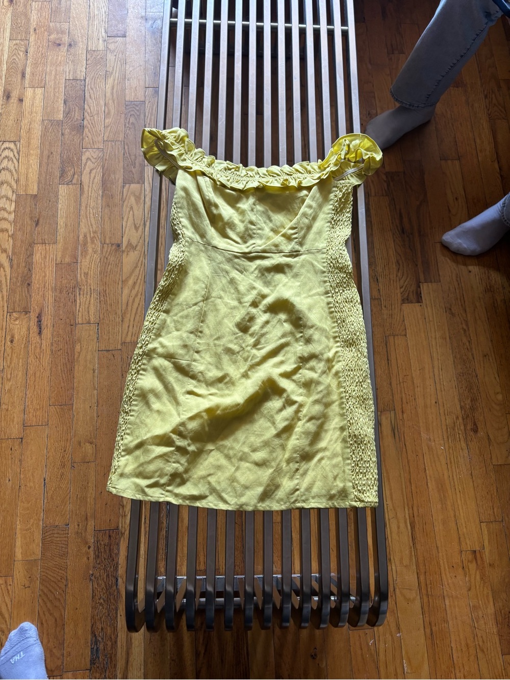 Astr Yellow Ruffle-Trim Dress